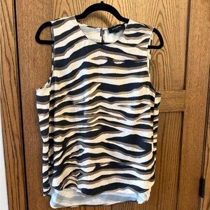 Banana Republic Black and Cream Zebra-Print Sleeveless Camisole